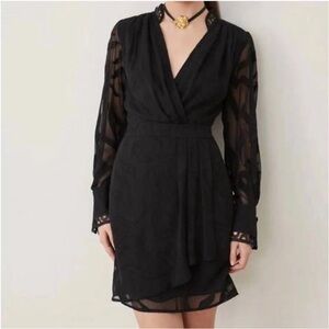 Suncoo Paris Black Dress Sz T3 / 8 Romantic Chic Feminine Designer NWT Elegant